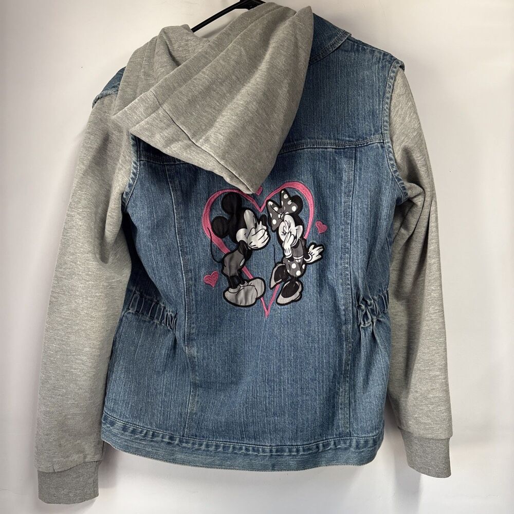 Disney Mickey Minnie Denim Jacket Hooded Bradford Exchange Women's Small